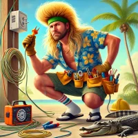 DALL·E 2024-12-11 17.46.45 - A humorous depiction of the iconic 'Florida Man' as an electrici...webp